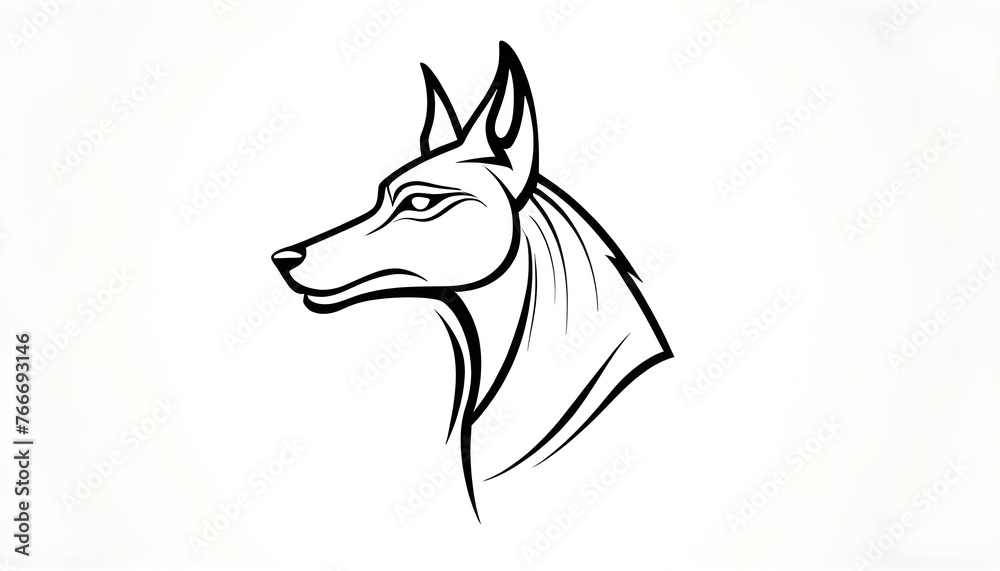 Obraz premium A minimalist black and white drawing of the Anubis