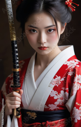 Samurai girl looking at viewer