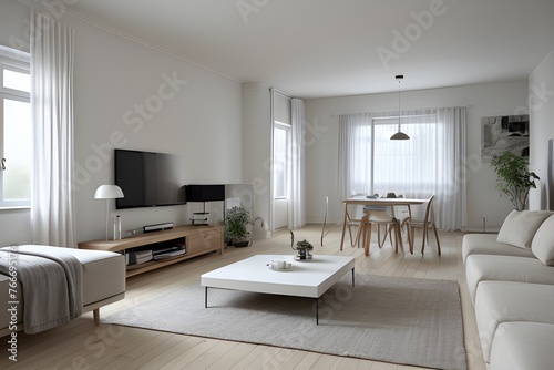 Scandinavian home interior design of modern living room.