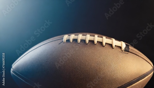american football ball close up on black background blue filter