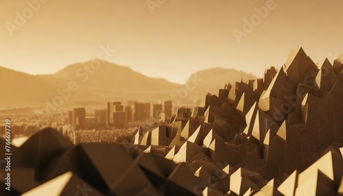 the mountains of voxel abstract black voxel background cyberspace game city futuristic technology background 3d illustration