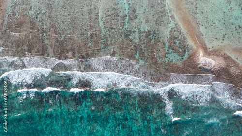 aerial shot of the beautiful Caribbean beaches on the coasts of the virgin islands of Los Roques, Venezuela