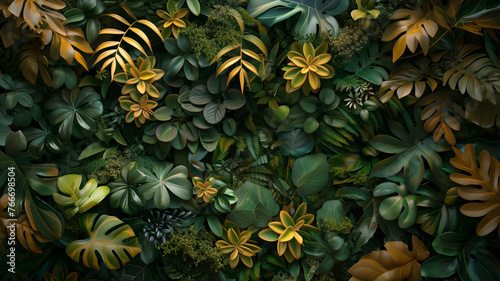 Texturas del exuberante follaje y elementos botánicos, tejiendo un tapiz de formas y patrones orgánicos para un telón de fondo natural y refrescante. Generado con tecnología IA