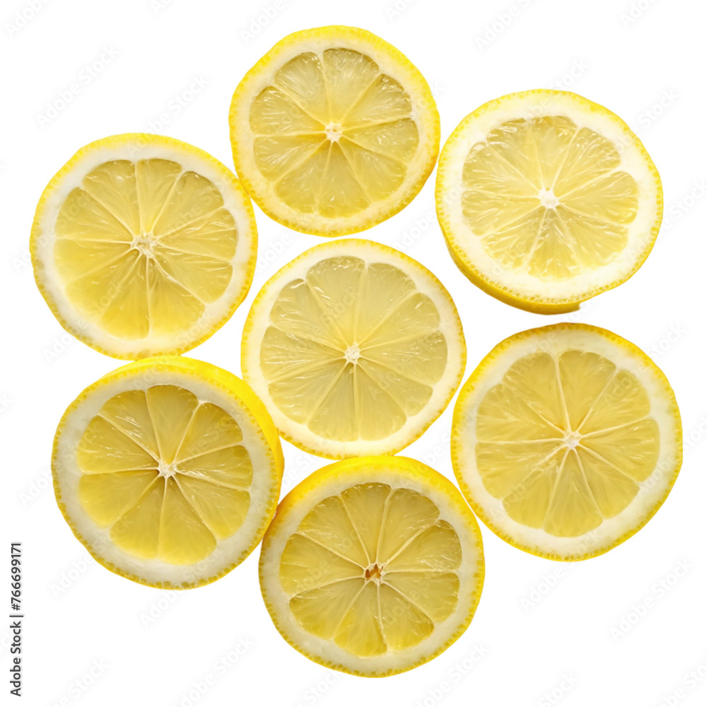 Slices of lemon isolated on transparent background. Top view. Slices of lemon isolated on transparent background. Top view.