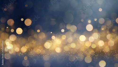 festive celebration holiday christmas new year new year s eve banner template illustration abstract gold bokeh lights on dark blue background texture de focused