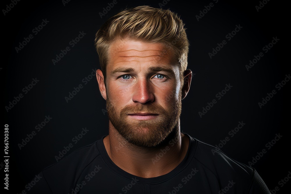 Portrait of a handsome young man with a beard on a black background. Portrait of a handsome young man with a beard on a black background.
