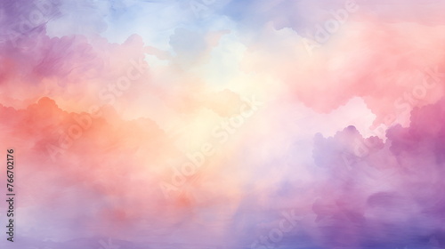 Soft pastel cloudscape  digital art with a dreamy pink and blue sky. Perfect for watercolor background  wallpaper  or peaceful meditation and relaxation themes.