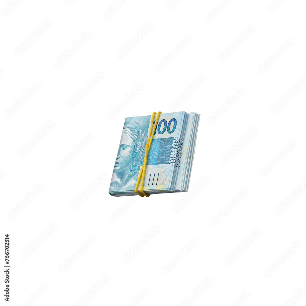 Notas de 100 reais dinheiro brasileiro 3d render isolado Notas de 100 reais dinheiro brasileiro 3d render isolado