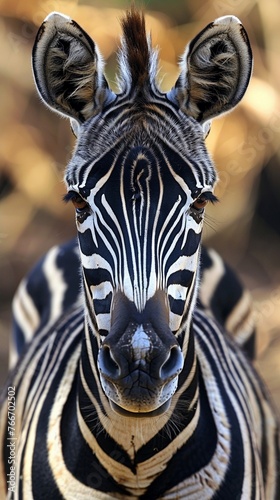 Striped Elegance Closeup of a zebra, its striking black and white stripes detailed, eyes gleaming with the wild essence of the savannah , ultra HD