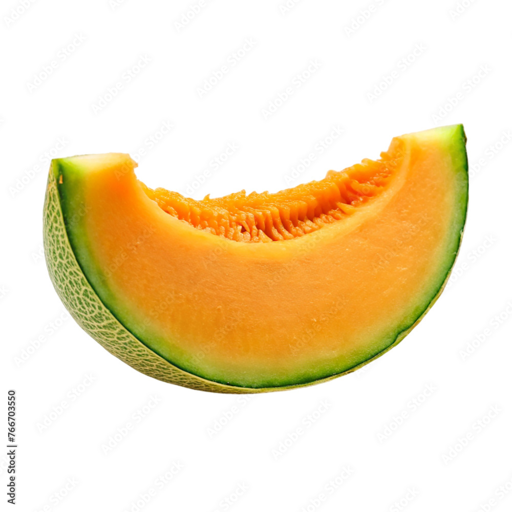 Slice of cantaloupe melon, isolated on transparent background. Slice of cantaloupe melon, isolated on transparent background.
