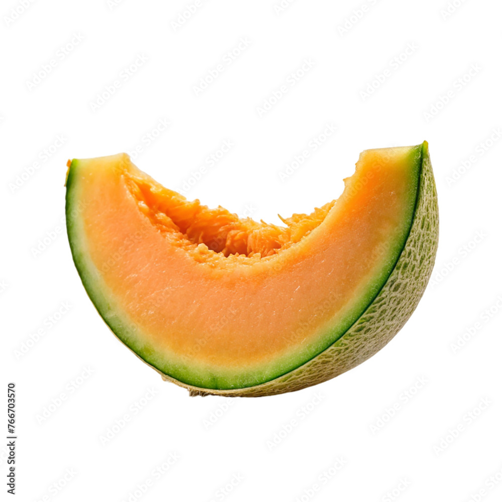 Slice of cantaloupe melon, isolated on transparent background. Slice of cantaloupe melon, isolated on transparent background.