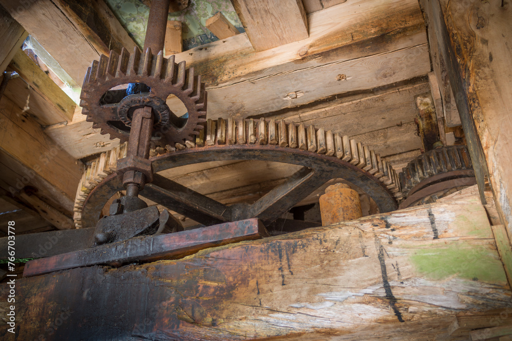 Wooden gears in an old water mill