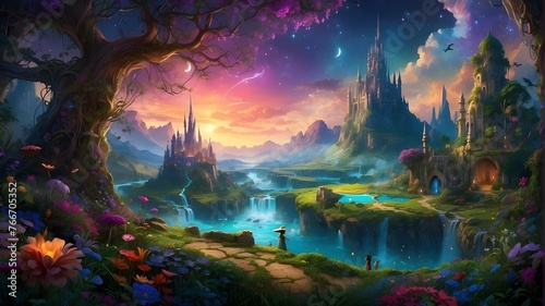 The landscapes in this fantasy world are beyond imagination, with towering crystal forests that glisten in the sunlight and cascading waterfalls that flow with liquid silver. Caverns of glowing 