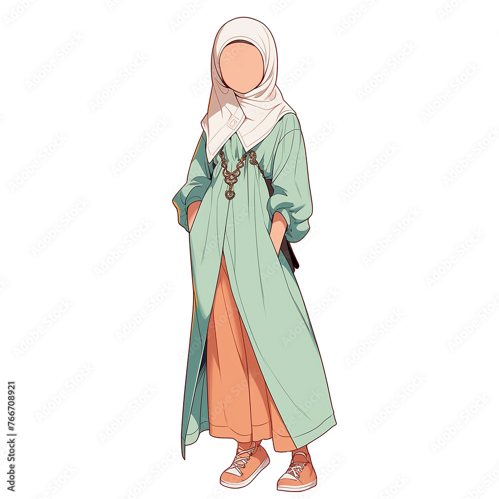 woman in a islamic abaya dress