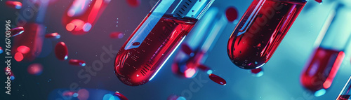 Abstract shapes and designs inspired by the concept of blood samples and test tubes