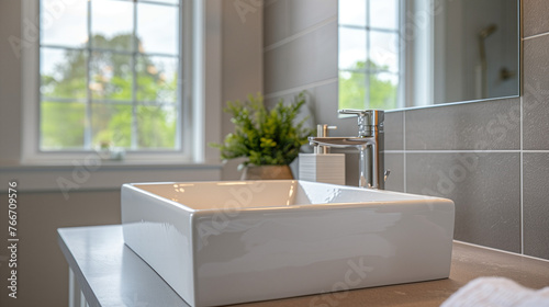 Sleek White Square Sink: Modern Bathroom Elegance