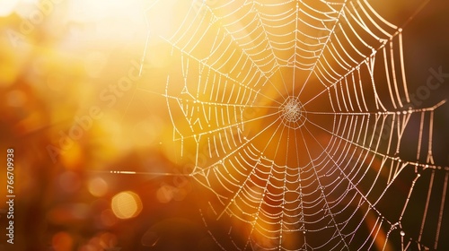 Spiderweb in the sunlight    AI generated illustration © Olive Studio