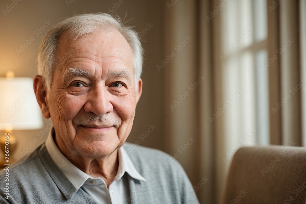 Happy senior man at home, smiling and looking at the camera, Healthy and Retirement concept. Happy senior man at home, smiling and looking at the camera, Healthy and Retirement concept.