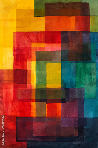 An abstract painting of rectangular shapes of colors generated AI