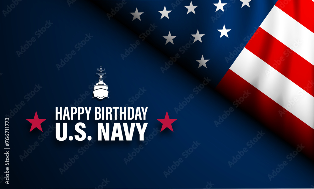 Happy  Birthday US Navy October 13 background Vector Illustration 