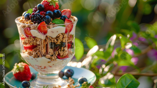 With the sound of chirping birds and rustling leaves the group enjoys a refreshing parfait made with layers of yogurt granola and fresh fruits. photo
