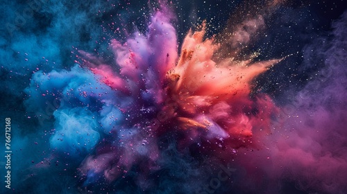 Colorful powder explosion effect wallpaper background
