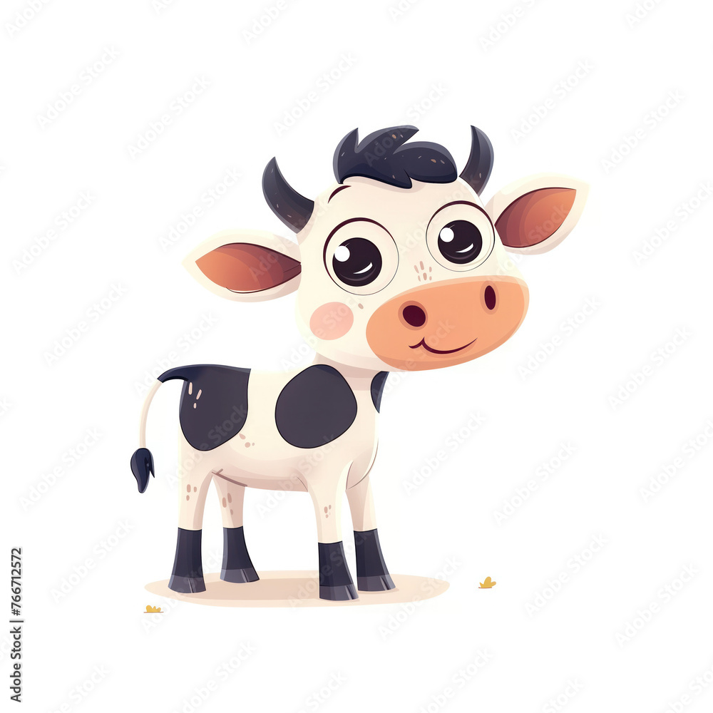 Cute Funny Cartoon Cow, Illustration for Children Book, Generative AI Cute Funny Cartoon Cow, Illustration for Children Book, Generative AI