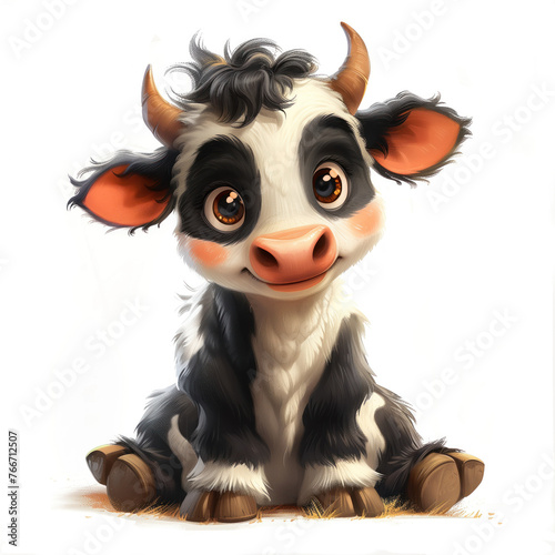 Cute Funny Cartoon Cow  Illustration for Children Book  Generative AI