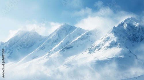 Snow mountain pic winter panorama wallpaper background © Irina