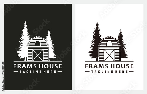 Wood Barn Farmhouse  Vintage Retro Logo design inspiration