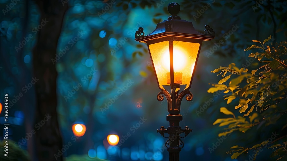 Street lamp light in park wallpaper background