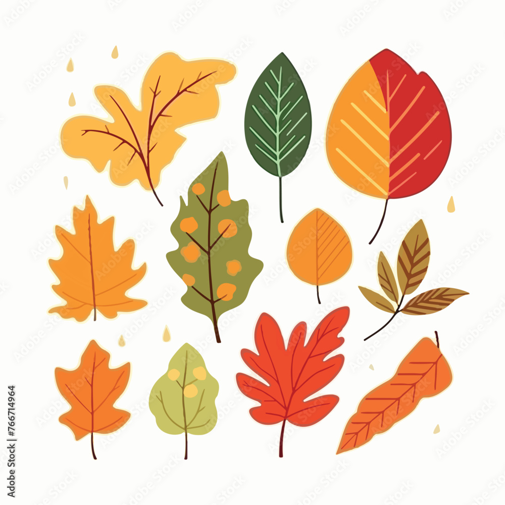 Autumn leaves set. Flat design modern vector illust