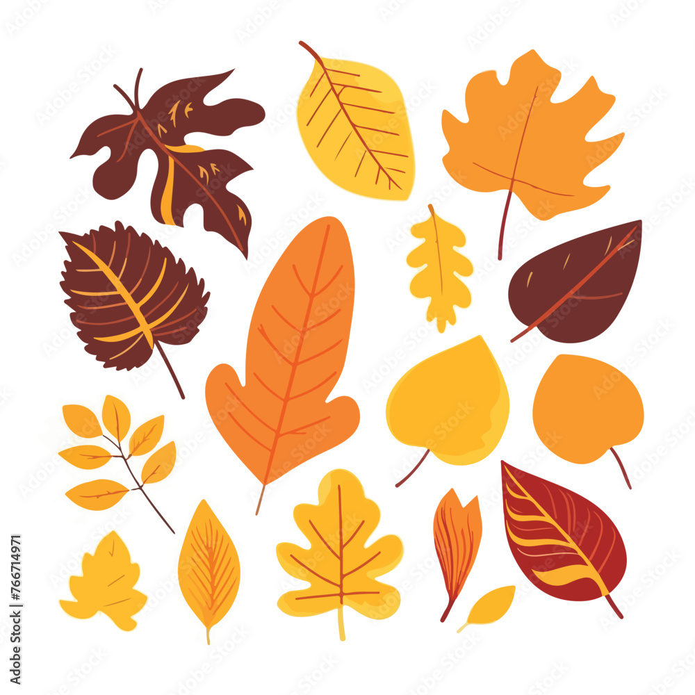Autumn leaves set. Flat design modern vector illust