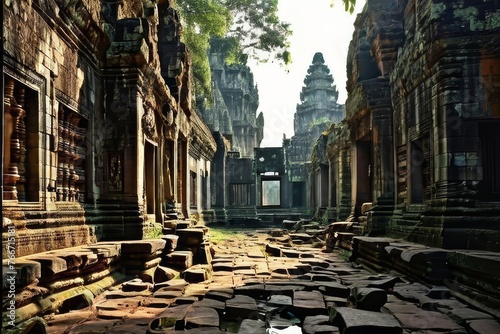 the Bayon temple, Angkor Wat, Siem reap, Cambodia. photo