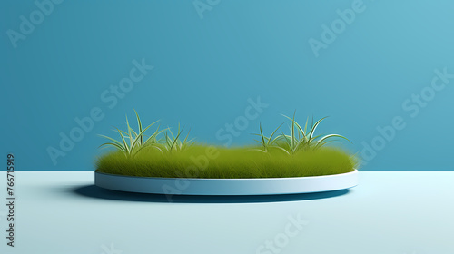 Empty podium with grassland plants, natural plants