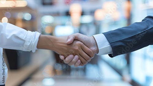 Business people man and woman shaking hands wallpaper background