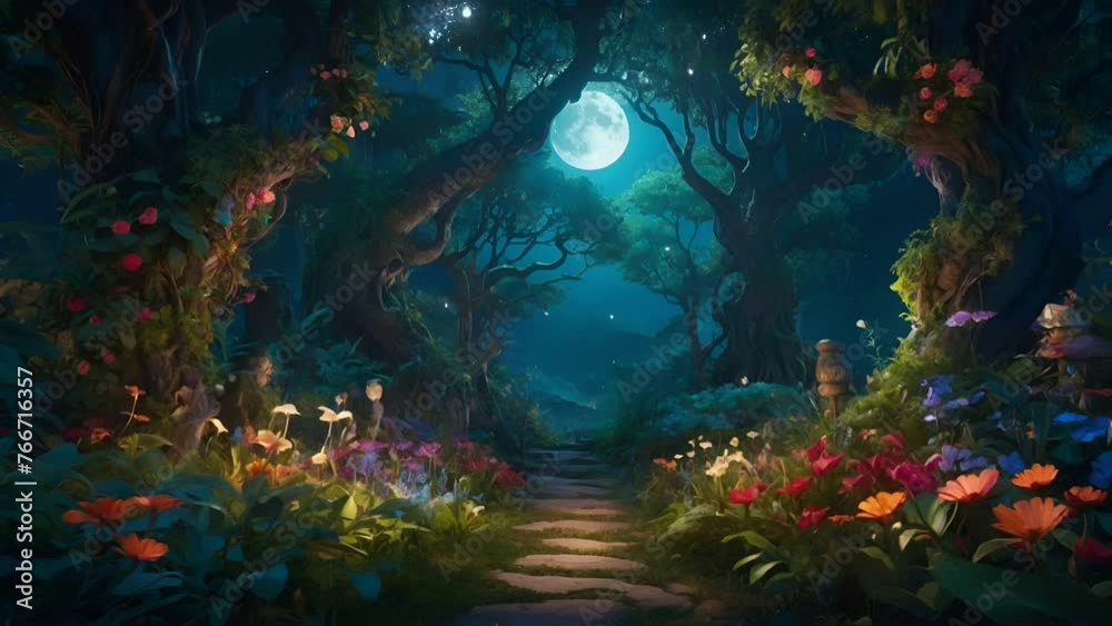 full moon in the forest, seamless looping 4k animation video background full moon in the forest, seamless looping 4k animation video background