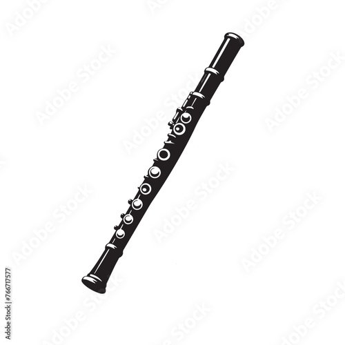 Flute Silhouette Collection, Vintage Styled Flute Silhouettes, Black and White Flute Vector , Classic Flute Illustrations in Vector, Flute Silhouette, Flute Silhouette Melodies, Flute Silhouette Art
