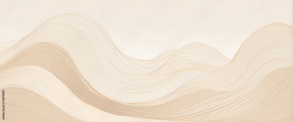 Light beige wave ripple effect design copy space material background from Generative AI - obrazy, fototapety, plakaty 