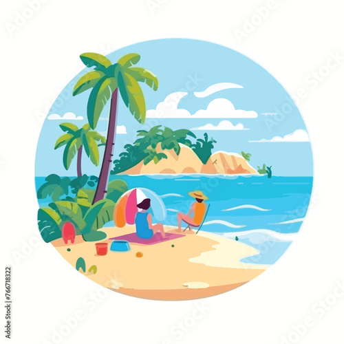 Beach illustration holiday cartoon vector illustrat
