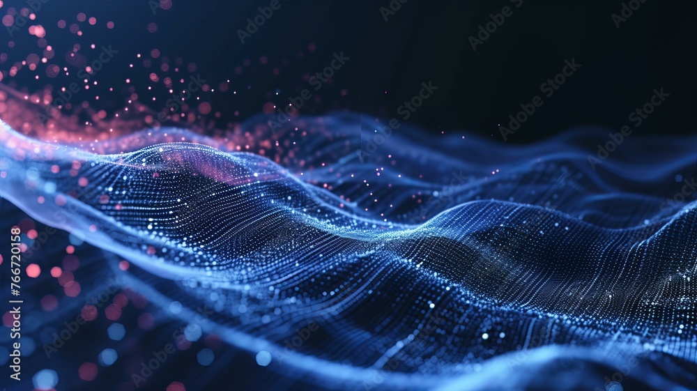 Abstract Waving Animal Technology Background Design. Abstract wave moving dots flow particles, hi-tech and big data background design for brochure, AI Generative Abstract Waving Animal Technology Background Design. Abstract wave moving dots flow particles, hi-tech and big data background design for brochure, AI Generative