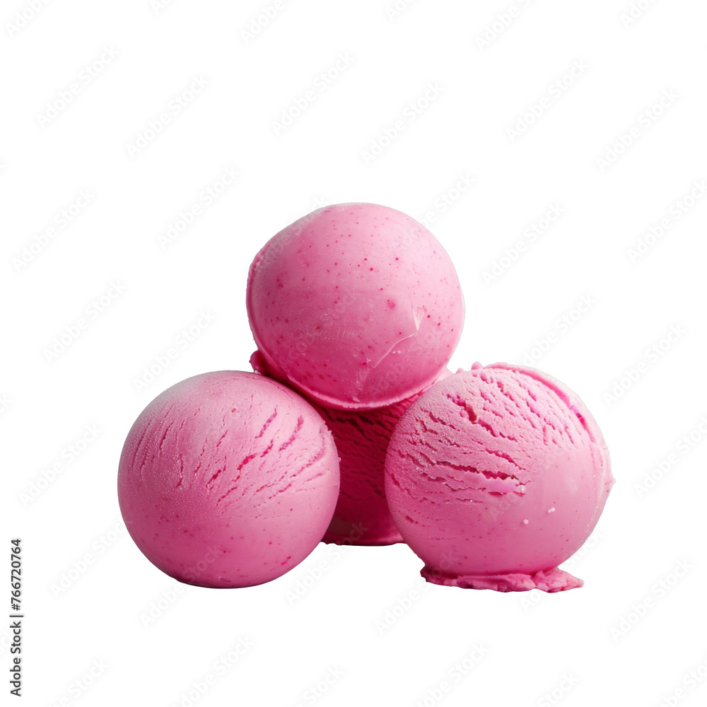 Trio of Pink Ice Cream Scoops Trio of Pink Ice Cream Scoops