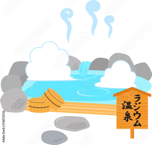 ラジウム温泉と書かれた看板がある温泉