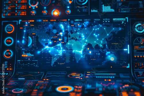 Diagram Scientific information futuristic and Technological Dashboard Map