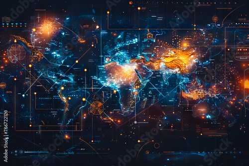 Diagram Scientific information futuristic and Technological Dashboard Map