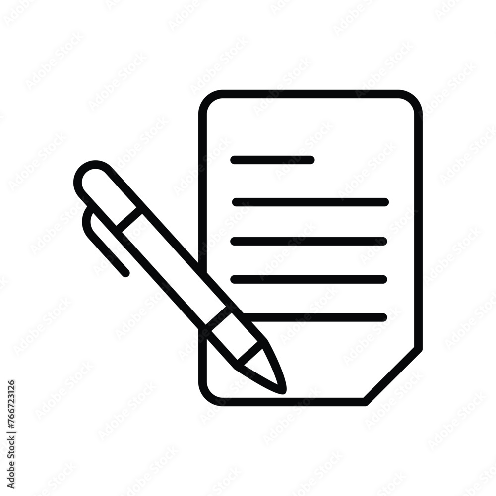 pen and paper icon with white background vector stock illustration