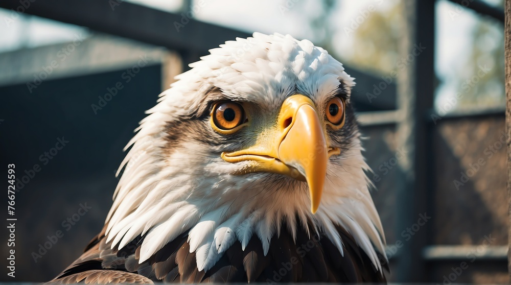 Naklejka premium A eagle in zoo looking at the camera from Generative AI