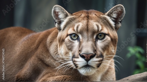 A cougar in zoo looking at the camera from Generative AI