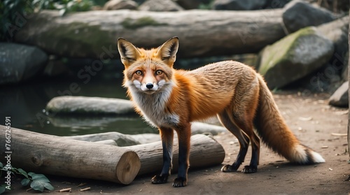 A fox in zoo looking at the camera from Generative AI