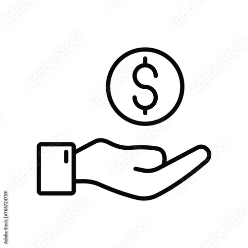 hand holding doller bill icon with white background vector stock illustration
